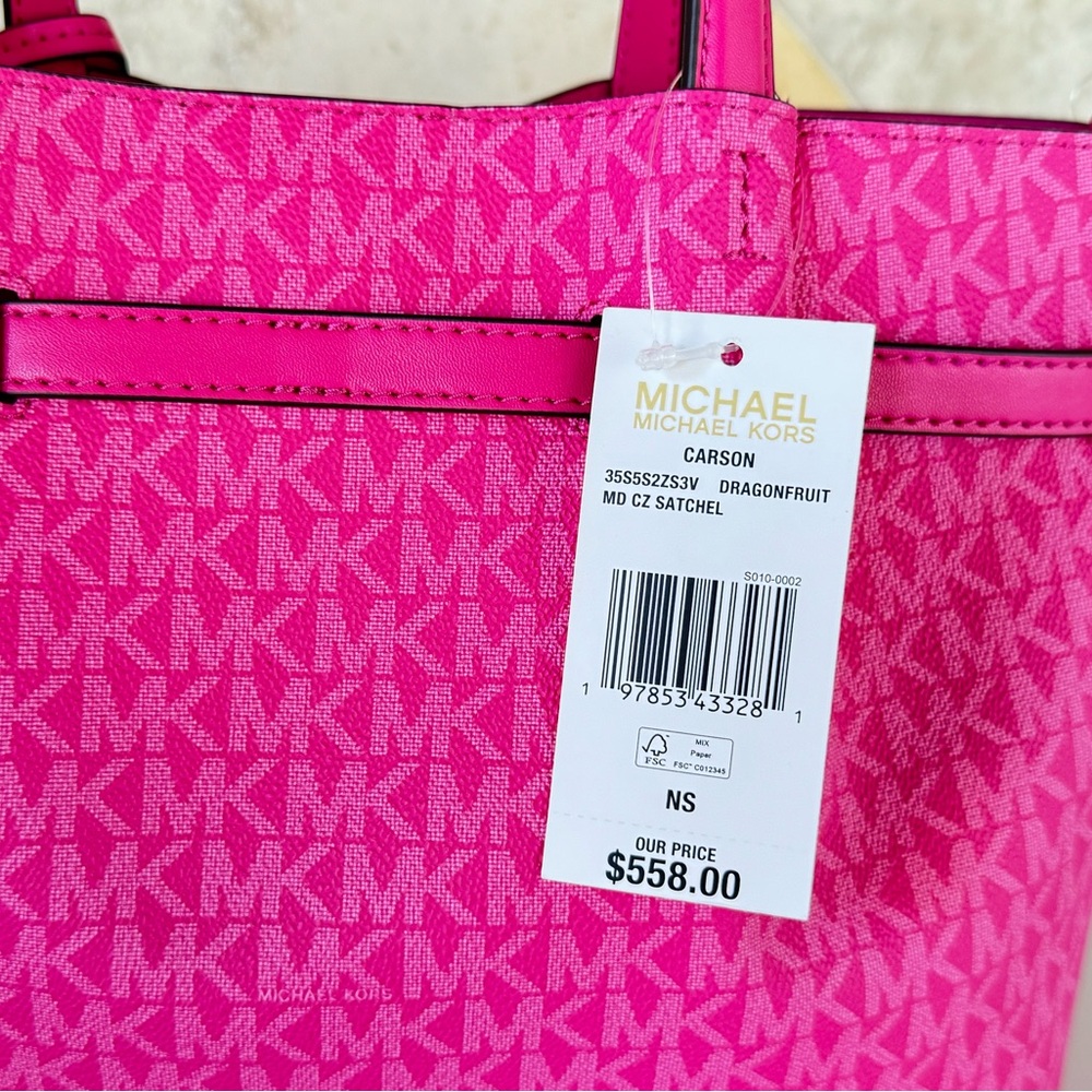 Michael Kors Carson MD Satchel Shoulder Bag MK Dragonfruit - Picture 11 of 14